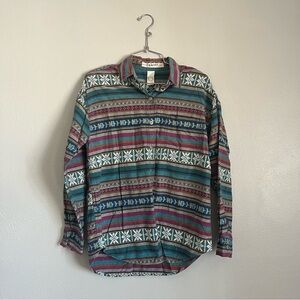 Vintage 80’s 90’s Button Down Colorful Woven Women’s Shirt
